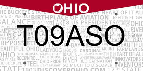 T09ASO Ohio License Plate