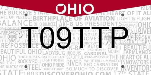 T09TTP Ohio License Plate