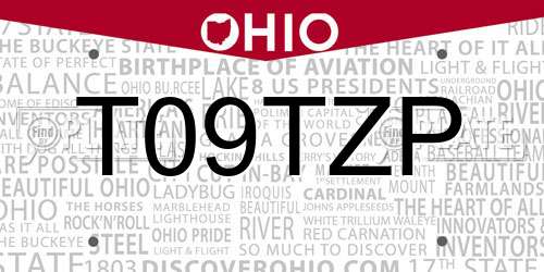 T09TZP Ohio License Plate
