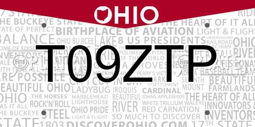 T09ZTP Ohio License Plate