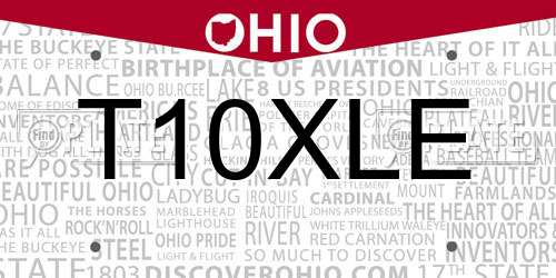 T10XLE Ohio License Plate
