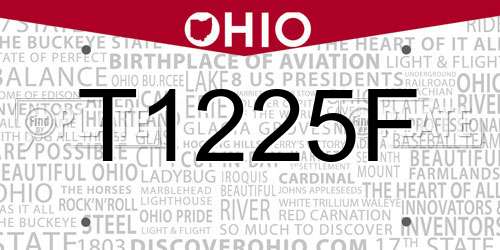 T1225F Ohio License Plate