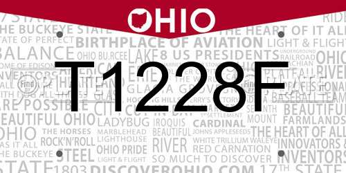 T1228F Ohio License Plate