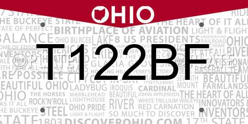 T122BF Ohio License Plate
