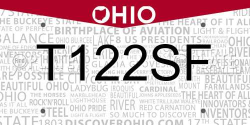 T122SF Ohio License Plate