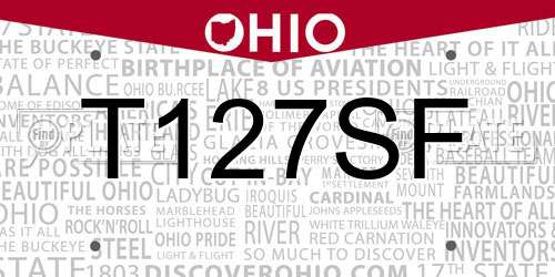 T127SF Ohio License Plate