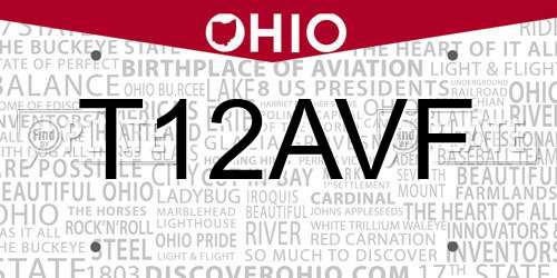 T12AVF Ohio License Plate