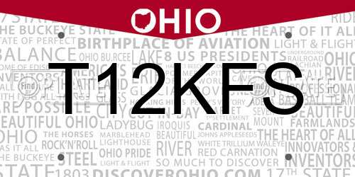 T12KFS Ohio License Plate