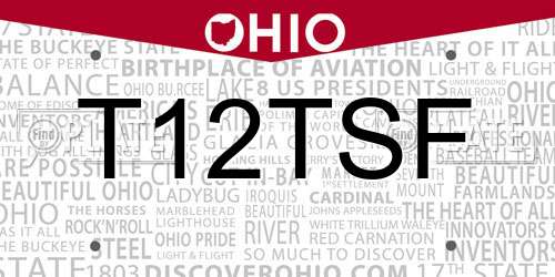 T12TSF Ohio License Plate