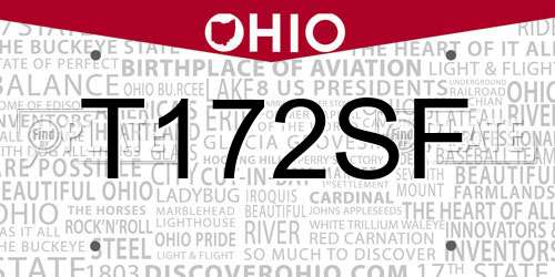 T172SF Ohio License Plate