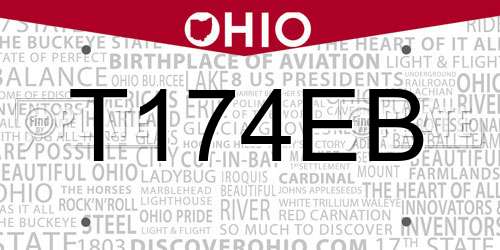T174EB Ohio License Plate