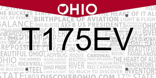 T175EV Ohio License Plate