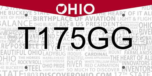 T175GG Ohio License Plate