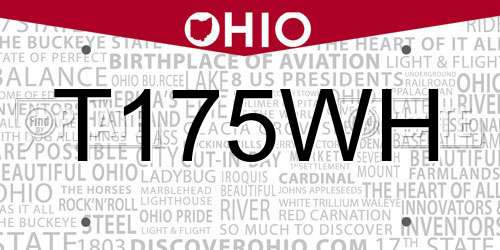 T175WH Ohio License Plate
