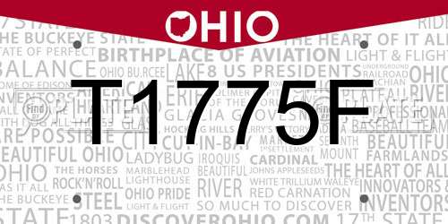 T1775F Ohio License Plate