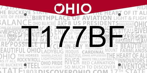 T177BF Ohio License Plate
