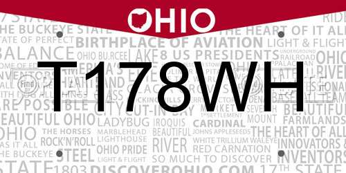 T178WH Ohio License Plate
