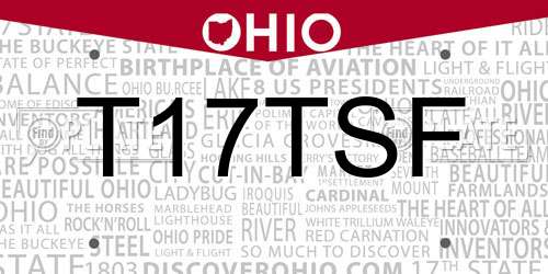 T17TSF Ohio License Plate
