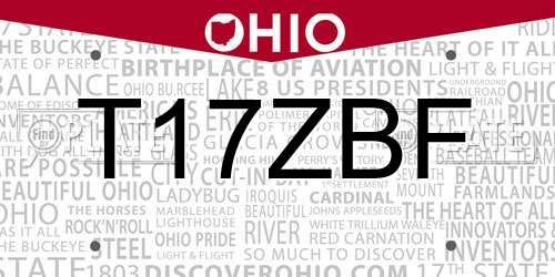 T17ZBF Ohio License Plate