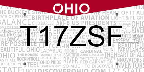 T17ZSF Ohio License Plate