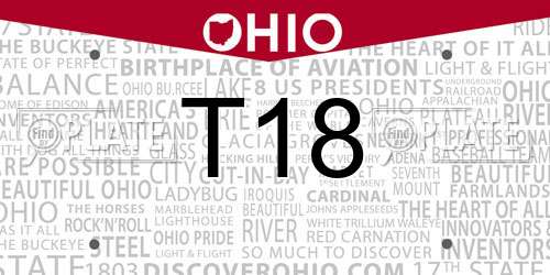 T18 Ohio License Plate