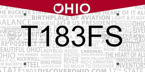 T183FS Ohio License Plate