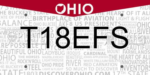 T18EFS Ohio License Plate