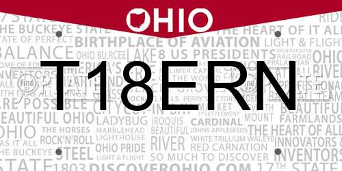 T18ERN Ohio License Plate