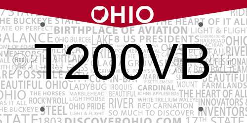 T200VB Ohio License Plate
