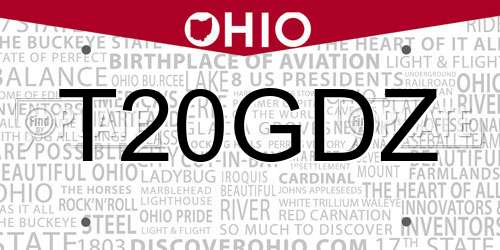 T20GDZ Ohio License Plate