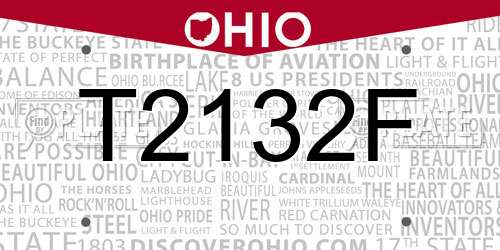T2132F Ohio License Plate