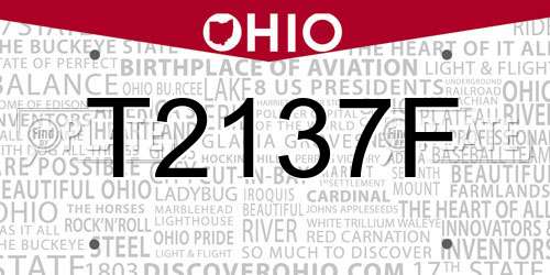 T2137F Ohio License Plate
