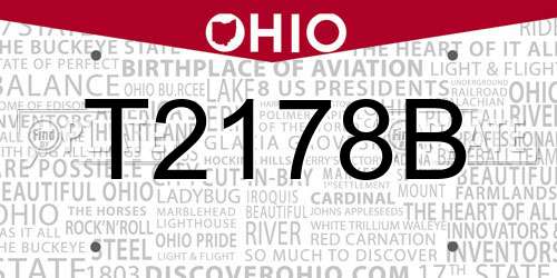 T2178B Ohio License Plate