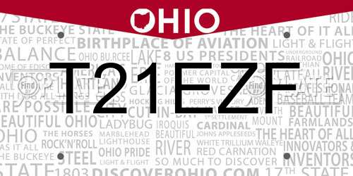 T21EZF Ohio License Plate