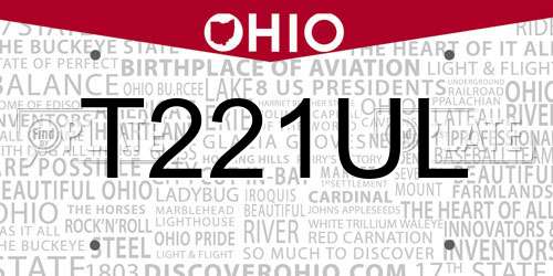 T221UL Ohio License Plate