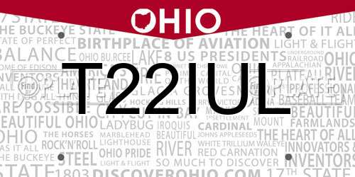 T22IUL Ohio License Plate