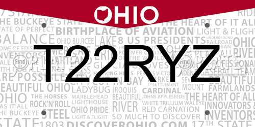 T22RYZ Ohio License Plate
