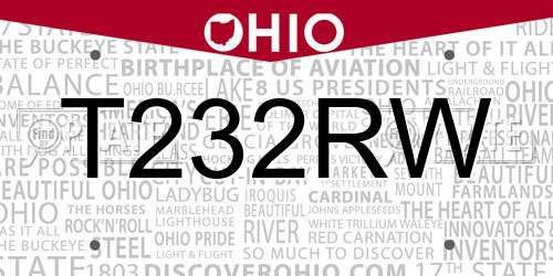 T232RW Ohio License Plate