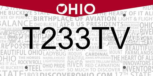 T233TV Ohio License Plate