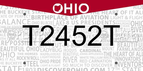 T2452T Ohio License Plate