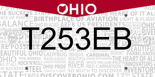 T253EB Ohio License Plate
