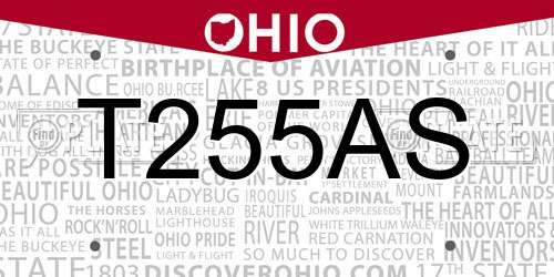 T255AS Ohio License Plate