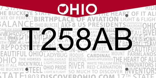 T258AB Ohio License Plate