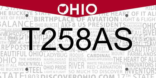 T258AS Ohio License Plate