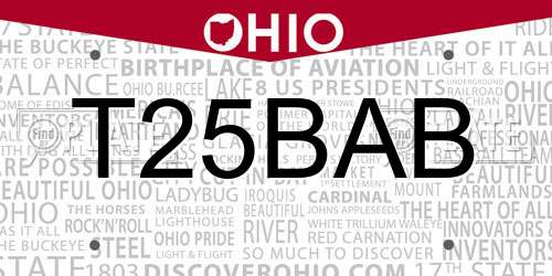 T25BAB Ohio License Plate