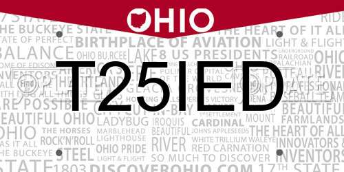 T25IED Ohio License Plate