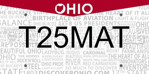 T25MAT Ohio License Plate