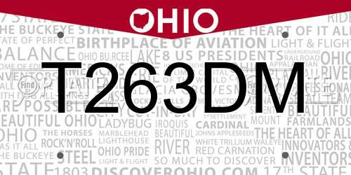 T263DM Ohio License Plate