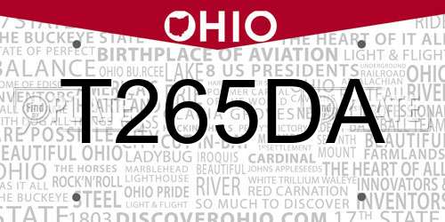 T265DA Ohio License Plate