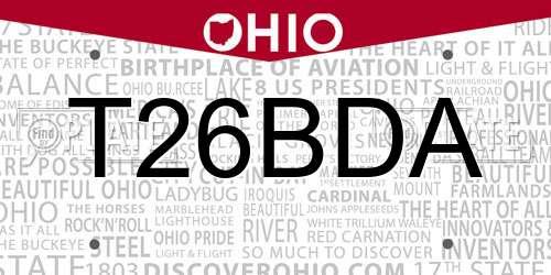 T26BDA Ohio License Plate